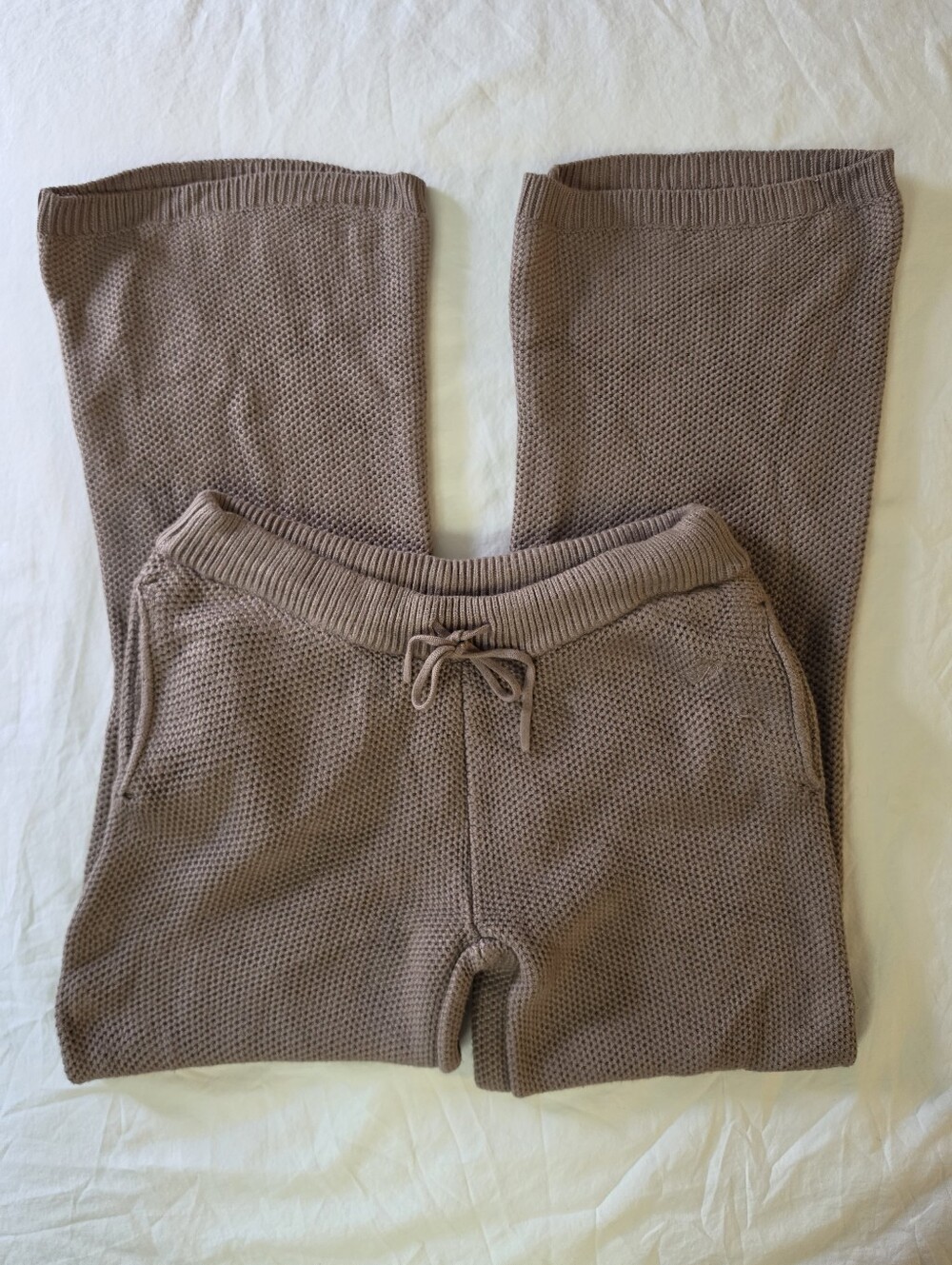 PINK Victoria's Secret Taupe Brown Textured Heavy Knit Wide Leg Lounge Pants XS